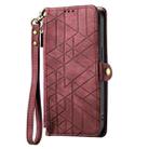 For OPPO Reno11 5G Global Geometric Zipper Wallet Side Buckle Leather Phone Case(Red) - 2