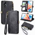 For OPPO A2X 5G Geometric Zipper Wallet Side Buckle Leather Phone Case(Black) - 1