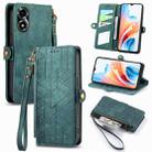 For OPPO A2X 5G Geometric Zipper Wallet Side Buckle Leather Phone Case(Green) - 1