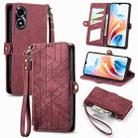 For OPPO A2X 5G Geometric Zipper Wallet Side Buckle Leather Phone Case(Red) - 1