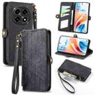 For OPPO A2 Pro 5G Geometric Zipper Wallet Side Buckle Leather Phone Case(Black) - 1