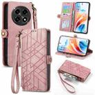 For OPPO A2 Pro 5G Geometric Zipper Wallet Side Buckle Leather Phone Case(Pink) - 1