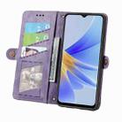 For OPPO A58 4G Geometric Zipper Wallet Side Buckle Leather Phone Case(Purple) - 3