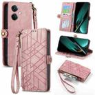 For OPPO K11 5G Geometric Zipper Wallet Side Buckle Leather Phone Case(Pink) - 1