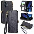 For OPPO K11X 5G Geometric Zipper Wallet Side Buckle Leather Phone Case(Black) - 1