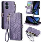 For OPPO K11X 5G Geometric Zipper Wallet Side Buckle Leather Phone Case(Purple) - 1