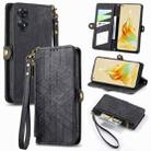 For OPPO Reno8 T 4G Geometric Zipper Wallet Side Buckle Leather Phone Case(Black) - 1