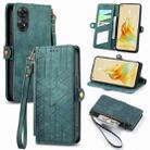 For OPPO Reno8 T 4G Geometric Zipper Wallet Side Buckle Leather Phone Case(Green) - 1