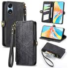 For OPPO A1 Pro Geometric Zipper Wallet Side Buckle Leather Phone Case(Black) - 1