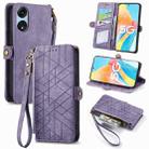 For OPPO A1 Pro Geometric Zipper Wallet Side Buckle Leather Phone Case(Purple) - 1