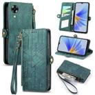 For OPPO A17K Geometric Zipper Wallet Side Buckle Leather Phone Case(Green) - 1