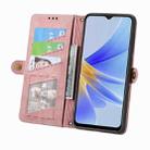 For OPPO  A17 Geometric Zipper Wallet Side Buckle Leather Phone Case(Pink) - 3