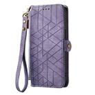 For OPPO  A17 Geometric Zipper Wallet Side Buckle Leather Phone Case(Purple) - 2