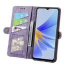 For OPPO  A17 Geometric Zipper Wallet Side Buckle Leather Phone Case(Purple) - 3