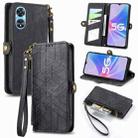 For OPPO A97 5G Geometric Zipper Wallet Side Buckle Leather Phone Case(Black) - 1