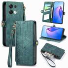 For OPPO Reno8 Pro+ 5G Geometric Zipper Wallet Side Buckle Leather Phone Case(Green) - 1