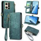 For OPPO  Reno7 4G Geometric Zipper Wallet Side Buckle Leather Phone Case(Green) - 1