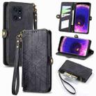 For OPPO Find X5 Pro Geometric Zipper Wallet Side Buckle Leather Phone Case(Black) - 1