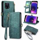 For OPPO Find X5 Geometric Zipper Wallet Side Buckle Leather Phone Case(Green) - 1