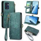 For OPPO Reno7 5G Geometric Zipper Wallet Side Buckle Leather Phone Case(Green) - 1