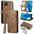 For OPPO A16K Geometric Zipper Wallet Side Buckle Leather Phone Case(Brown) - 1