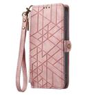For OPPO Reno6 Pro 5G Geometric Zipper Wallet Side Buckle Leather Phone Case(Pink) - 2