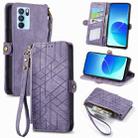 For OPPO Reno6 Pro 5G Geometric Zipper Wallet Side Buckle Leather Phone Case(Purple) - 1
