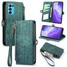 For OPPO Reno5 5G Geometric Zipper Wallet Side Buckle Leather Phone Case(Green) - 1