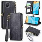 For OPPO A15 Geometric Zipper Wallet Side Buckle Leather Phone Case(Black) - 1