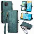 For OPPO A15 Geometric Zipper Wallet Side Buckle Leather Phone Case(Green) - 1