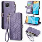 For OPPO A15 Geometric Zipper Wallet Side Buckle Leather Phone Case(Purple) - 1