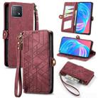 For OPPO A72 5G Geometric Zipper Wallet Side Buckle Leather Phone Case(Red) - 1