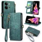 For OPPO Reno9 /9 Pro 5G Geometric Zipper Wallet Side Buckle Leather Phone Case(Green) - 1