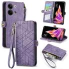 For OPPO Reno9 /9 Pro 5G Geometric Zipper Wallet Side Buckle Leather Phone Case(Purple) - 1