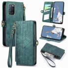 For OPPO A52/A72/A92 Geometric Zipper Wallet Side Buckle Leather Phone Case(Green) - 1