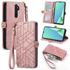 For OPPO A9 2020 / A5 2020 Geometric Zipper Wallet Side Buckle Leather Phone Case(Pink) - 1