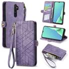 For OPPO A9 2020 / A5 2020 Geometric Zipper Wallet Side Buckle Leather Phone Case(Purple) - 1