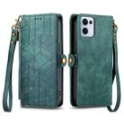 For OPPO Reno13 Geometric Zipper Wallet Side Buckle Leather Phone Case(Green) - 2