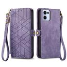 For OPPO Reno13 Geometric Zipper Wallet Side Buckle Leather Phone Case(Purple) - 2