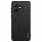 For Honor X60i Tree Bark Leather Shockproof Phone Case(Black) - 1