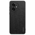 For Honor 400 Global 156.5mm Tree Bark Leather Shockproof Phone Case(Black) - 1