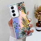 For Samsung Galaxy A55 5G Electroplating Laser Flower Texture TPU Phone Case(Leaves AH12) - 1