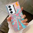 For Samsung Galaxy A55 5G Electroplating Laser Flower Texture TPU Phone Case(Pink Flower AH13) - 1