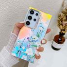 For Samsung Galaxy S24 Ultra 5G Electroplating Laser Flower Texture TPU Phone Case(Blue Flower AH8) - 1