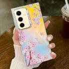 For Samsung Galaxy S24+ 5G Electroplating Laser Flower Texture TPU Phone Case(Peach Blossom AH4) - 1
