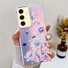 For Samsung Galaxy S24+ 5G Electroplating Laser Flower Texture TPU Phone Case(Zinnia AH9) - 1