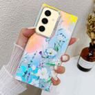 For Samsung Galaxy S24+ 5G Electroplating Laser Flower Texture TPU Phone Case(Blue Flower AH8) - 1