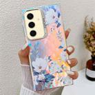 For Samsung Galaxy S24 5G Electroplating Laser Flower Texture TPU Phone Case(White Flower AH10) - 1