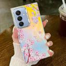 For Samsung Galaxy A25 5G Electroplating Laser Flower Texture TPU Phone Case(Peach Blossom AH4) - 1