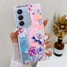For Samsung Galaxy A25 5G Electroplating Laser Flower Texture TPU Phone Case(Peony AH11) - 1
